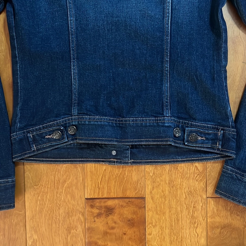 Old Navy Y2K Blue Denim Jean Jacket Size S Tall Coastal Tailored Fit Nautical - Picture 13 of 13